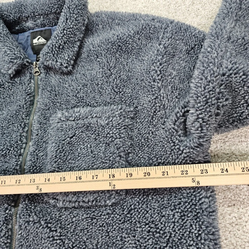 Quiksilver Deck Mens‎ Sherpa Fleece Zip Up Jacket Gray Size Medium New